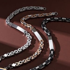 Stylish luxury Silver and Gold plus Silver Byzantine Bracelet High Quality 18k Plated Stainless Steel