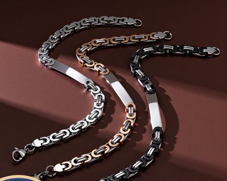 Stylish luxury Silver and Gold plus Silver Byzantine Bracelet High Quality 18k Plated Stainless Steel