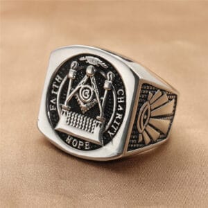 Silver plated Freemasonry stainless steel Ring