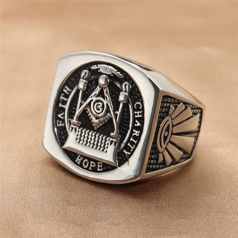 Silver plated Freemasonry stainless steel Ring