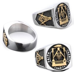 Gold plated Freemasonry stainless steel Ring