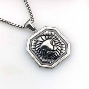 Vintage Silver Plated Necklace Lion King Pendant