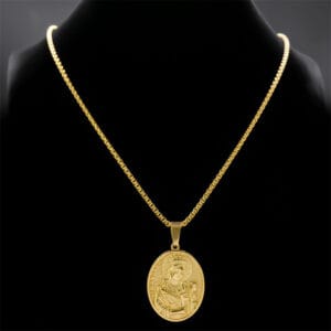 Luxury 18k gold plated stainless steel virgin mary pendant