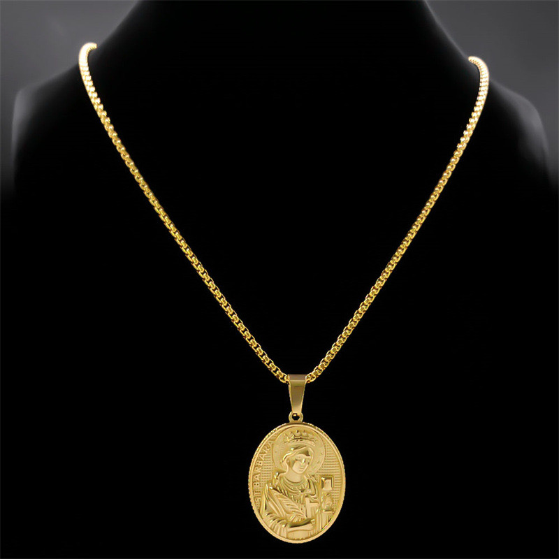 Luxury 18k gold plated stainless steel virgin mary pendant