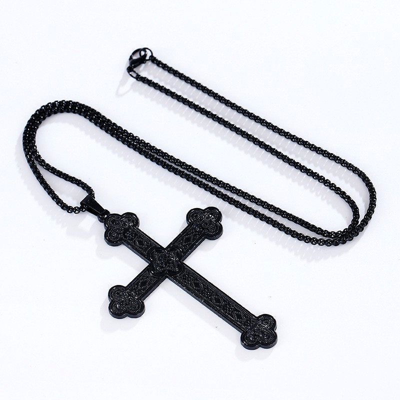 Vintage black cross pendant necklace