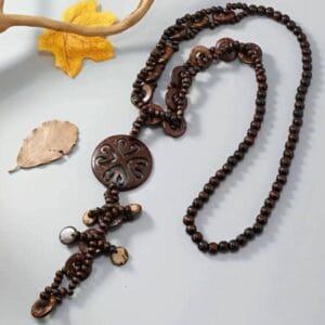 Ethnic Exaggerate Long fashion handmade necklace wooden coconut Shell geometric pendant