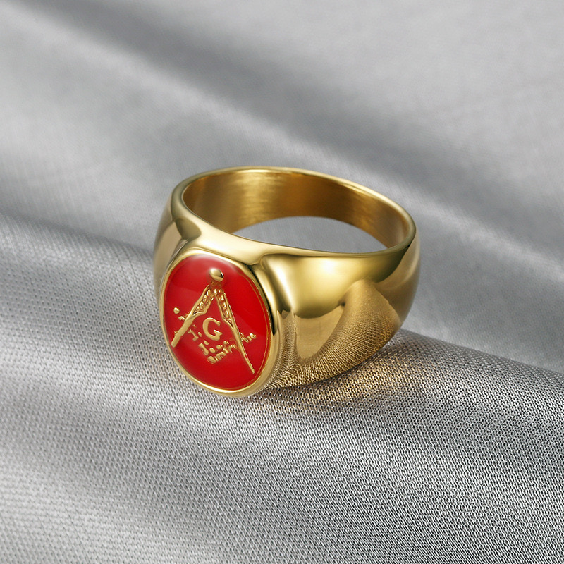 European and American Freemasonry Golden male ring