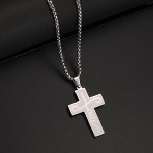 Classic Stainless Steel Retro Christian Cross Pendant Jewelry for Men(silver)