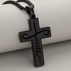 Classic Stainless Steel Retro Christian Cross Pendant Jewelry for Men(Black)